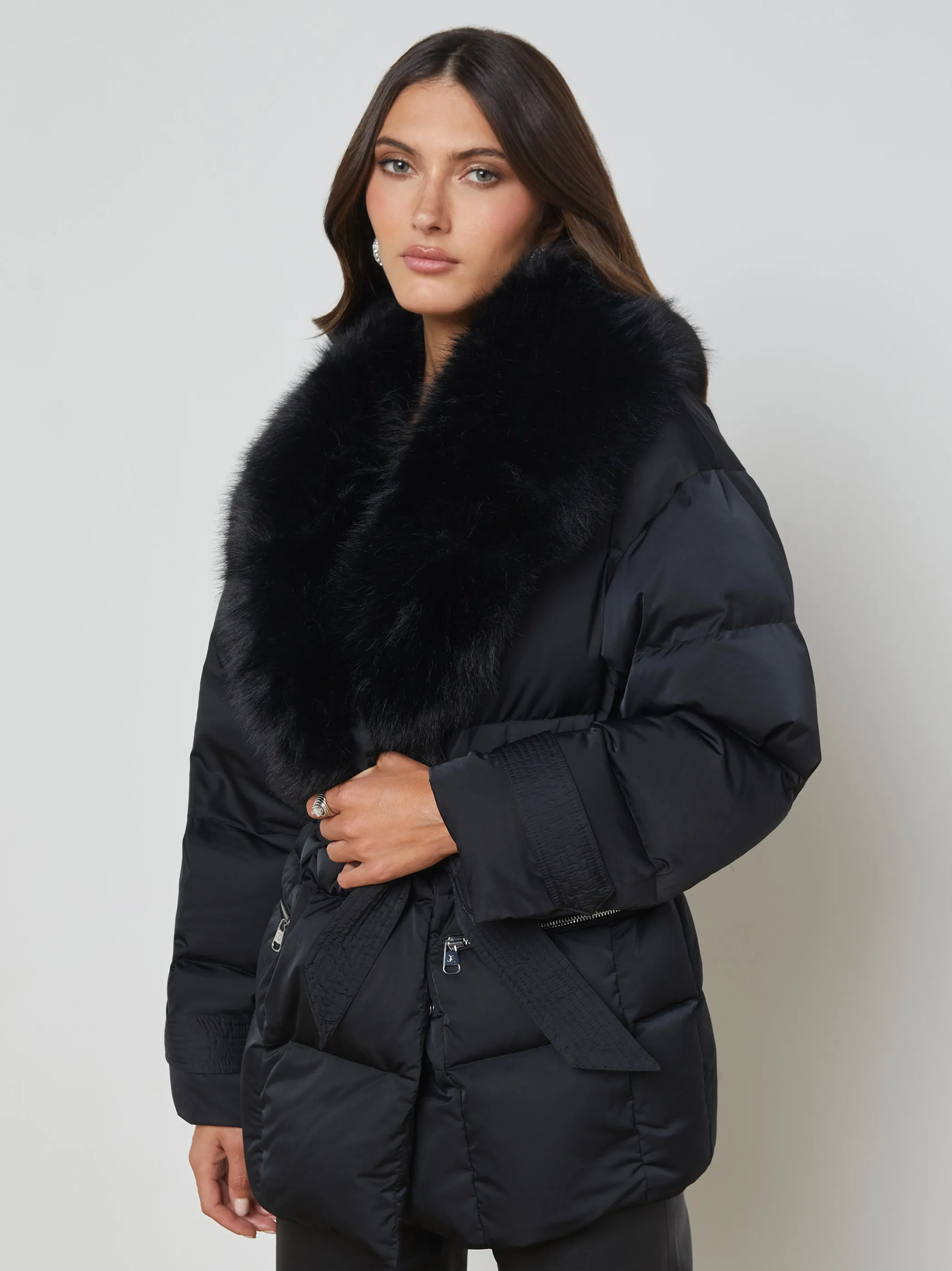 Outerwear | Blazers & Jackets*L'AGENCE VAIL FAUX FUR DOWN COAT Black