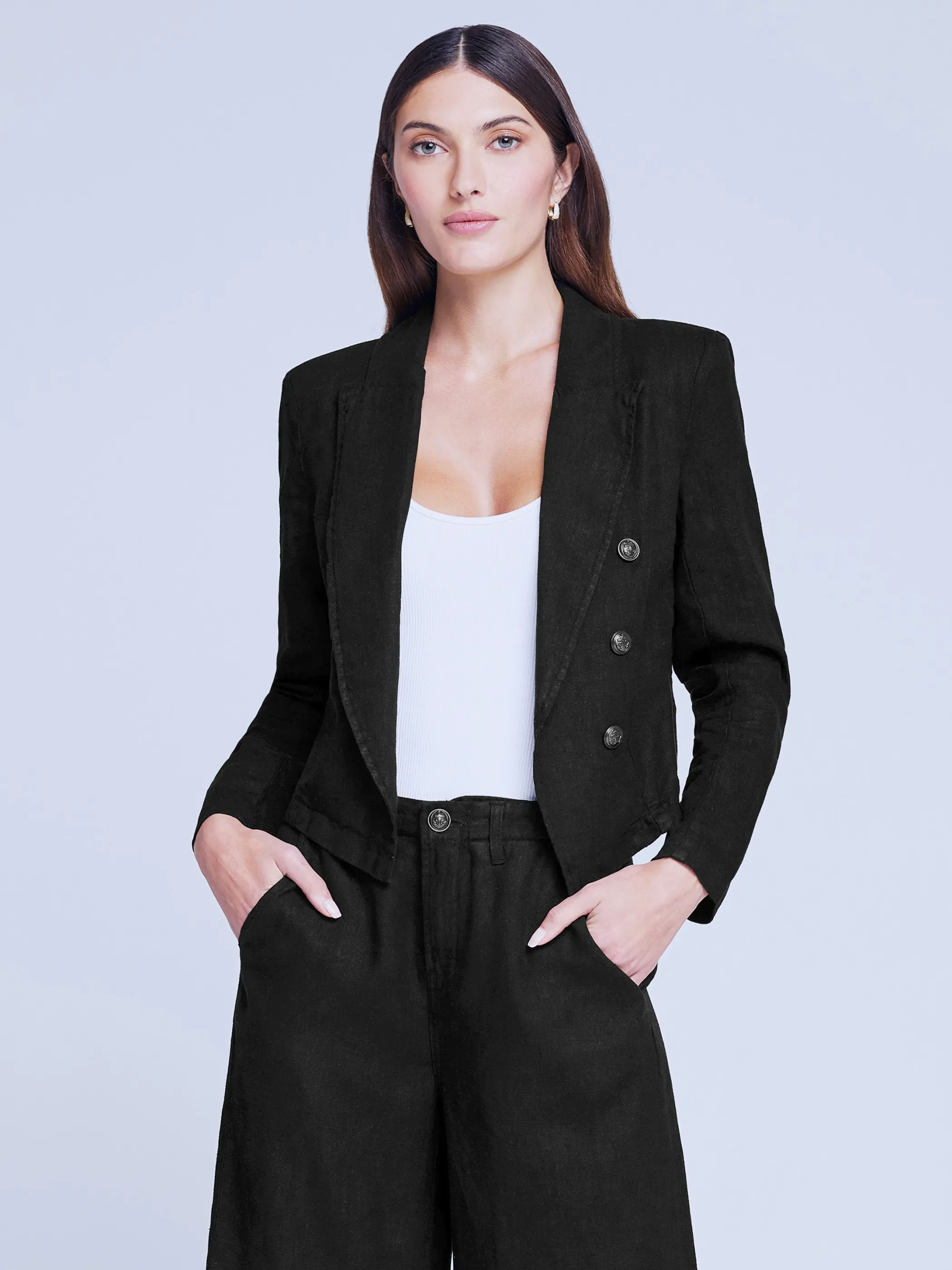 Blazers & Jackets*L'AGENCE WAYNE LINEN BLAZER Black