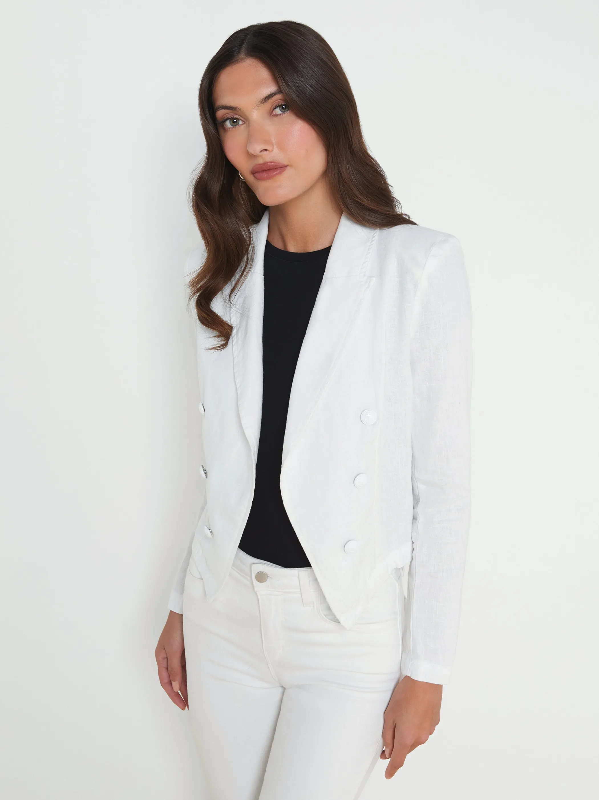 Blazers & Jackets*L'AGENCE WAYNE LINEN BLAZER Blanc