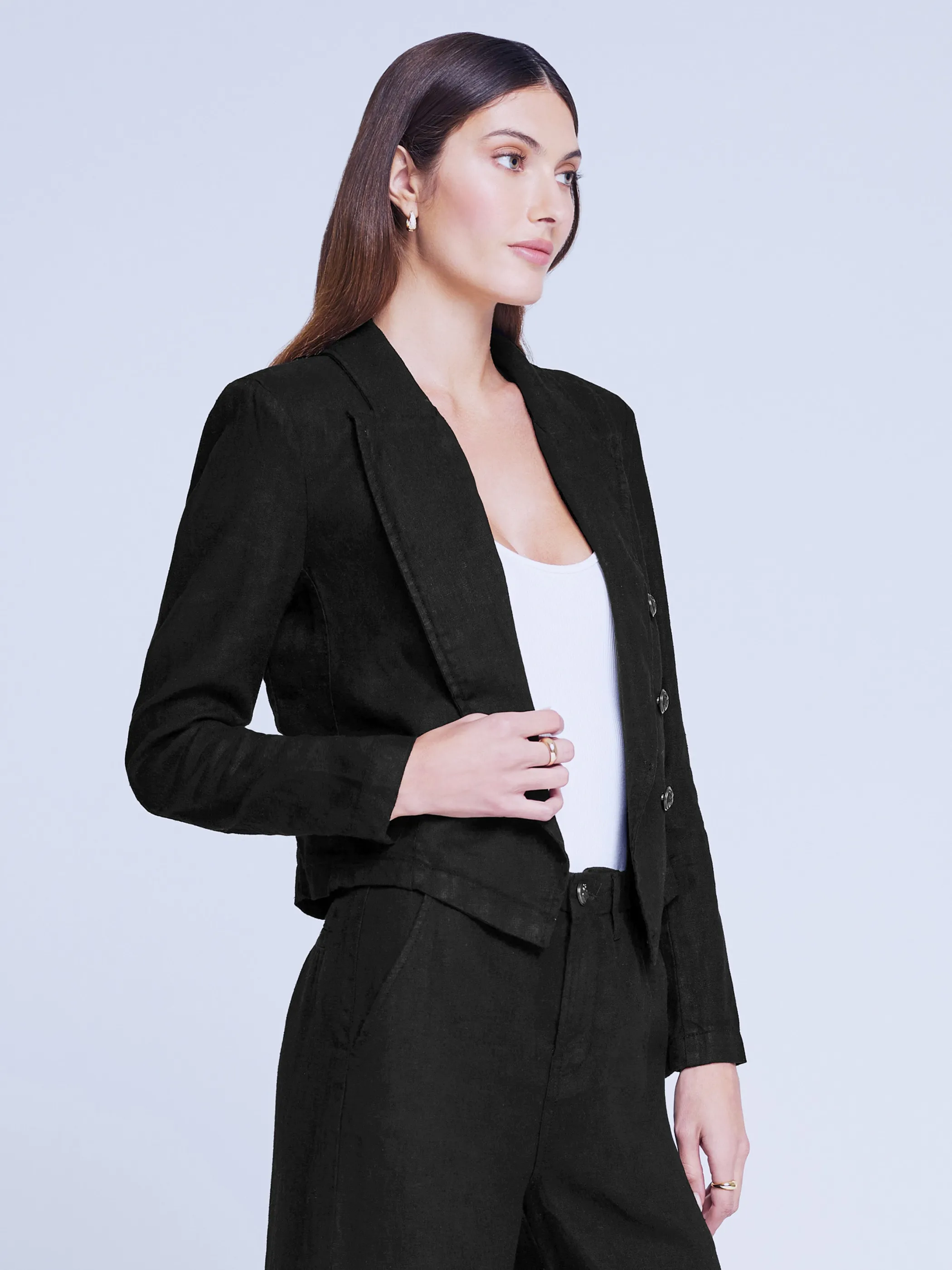 Blazers & Jackets*L'AGENCE WAYNE LINEN BLAZER Black