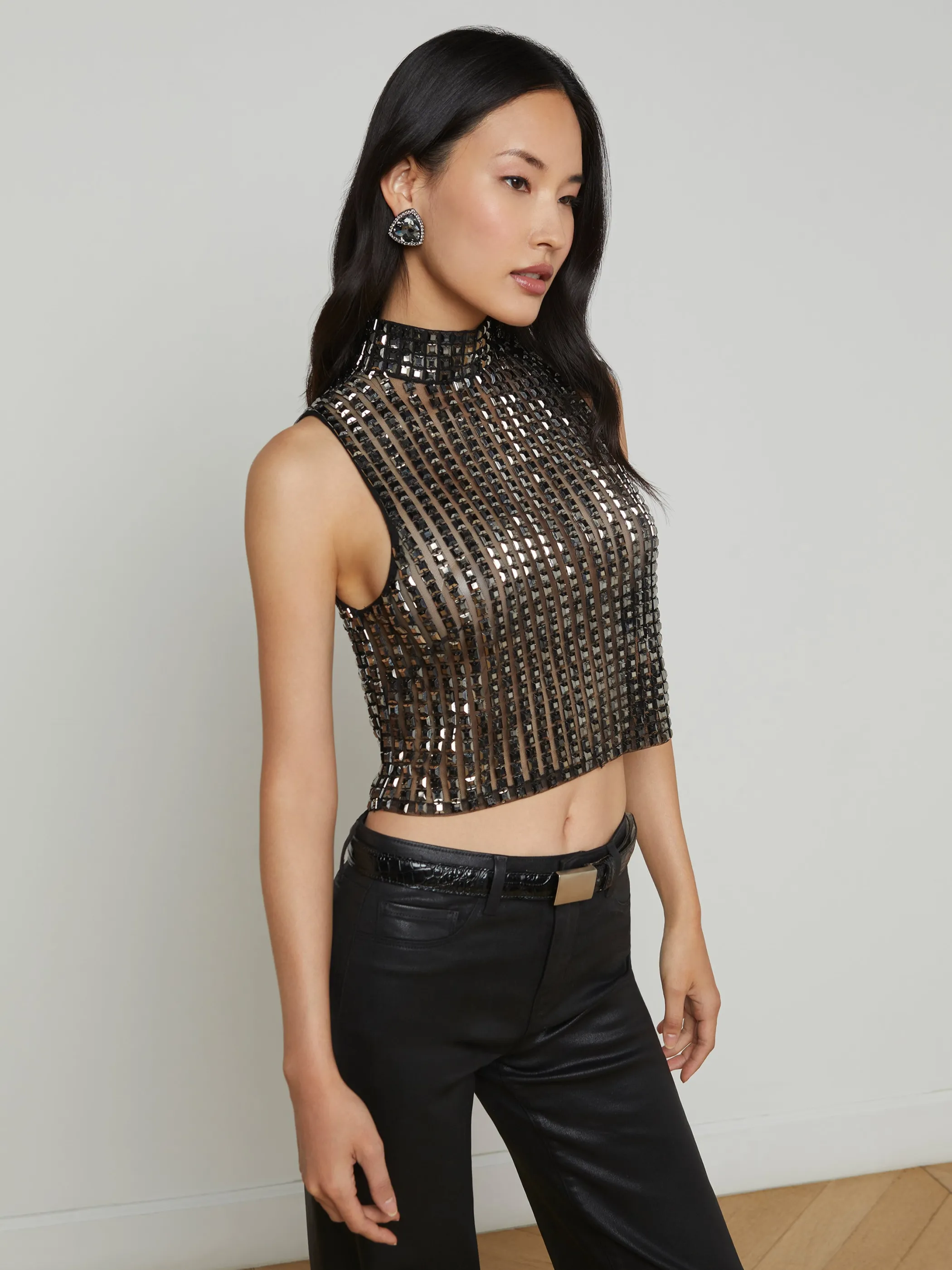 Camisoles & Tanks | Blouses & Tops*L'AGENCE YUN CRYSTAL TANK SmokeGreyCrystal