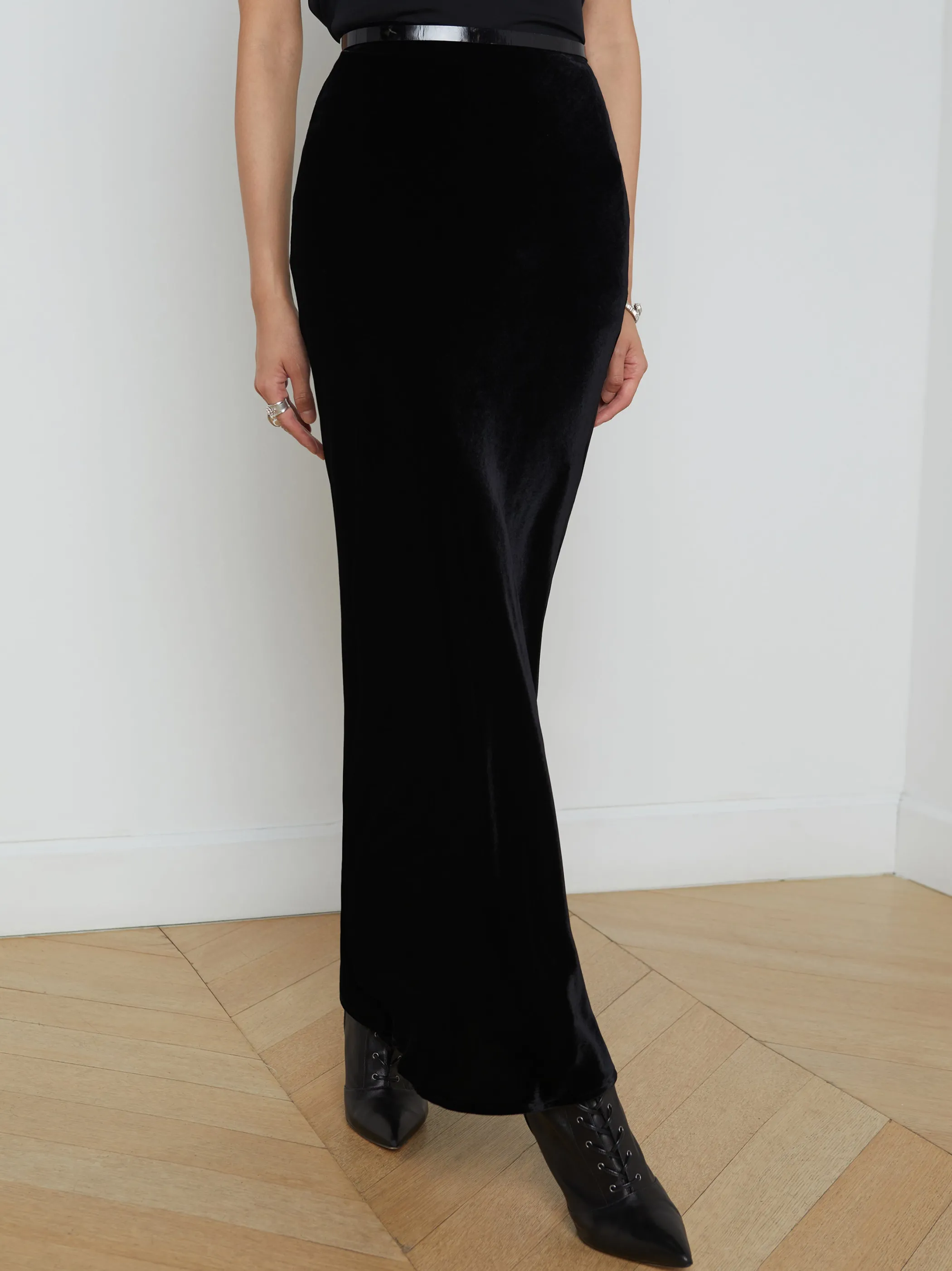 Matching Sets | Skirts*L'AGENCE ZETA VELVET MAXI SKIRT VelvetBlack